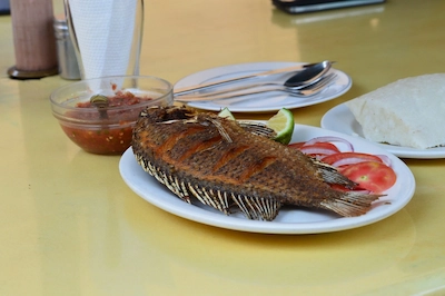 A fried fish.